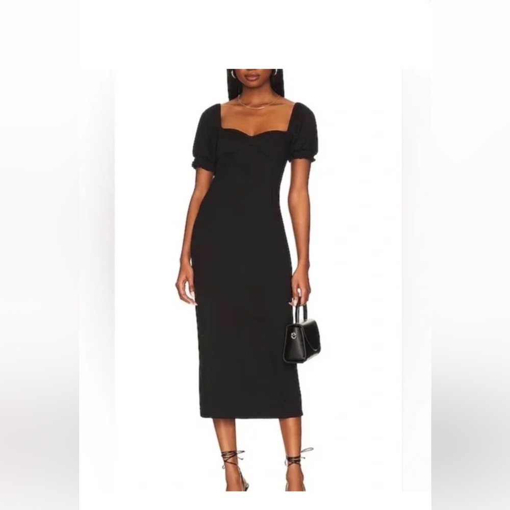 Free People Beach Bel Air Midi Dress Size X-Small Black Ribbed. NWT